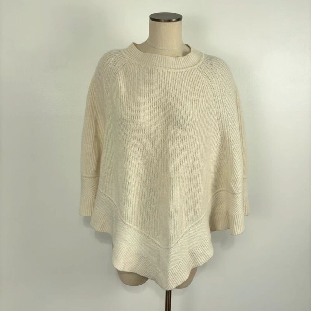 Banana Republic Ivory Merino Wool & Cashmere Sweater Poncho Cape Size XS/S